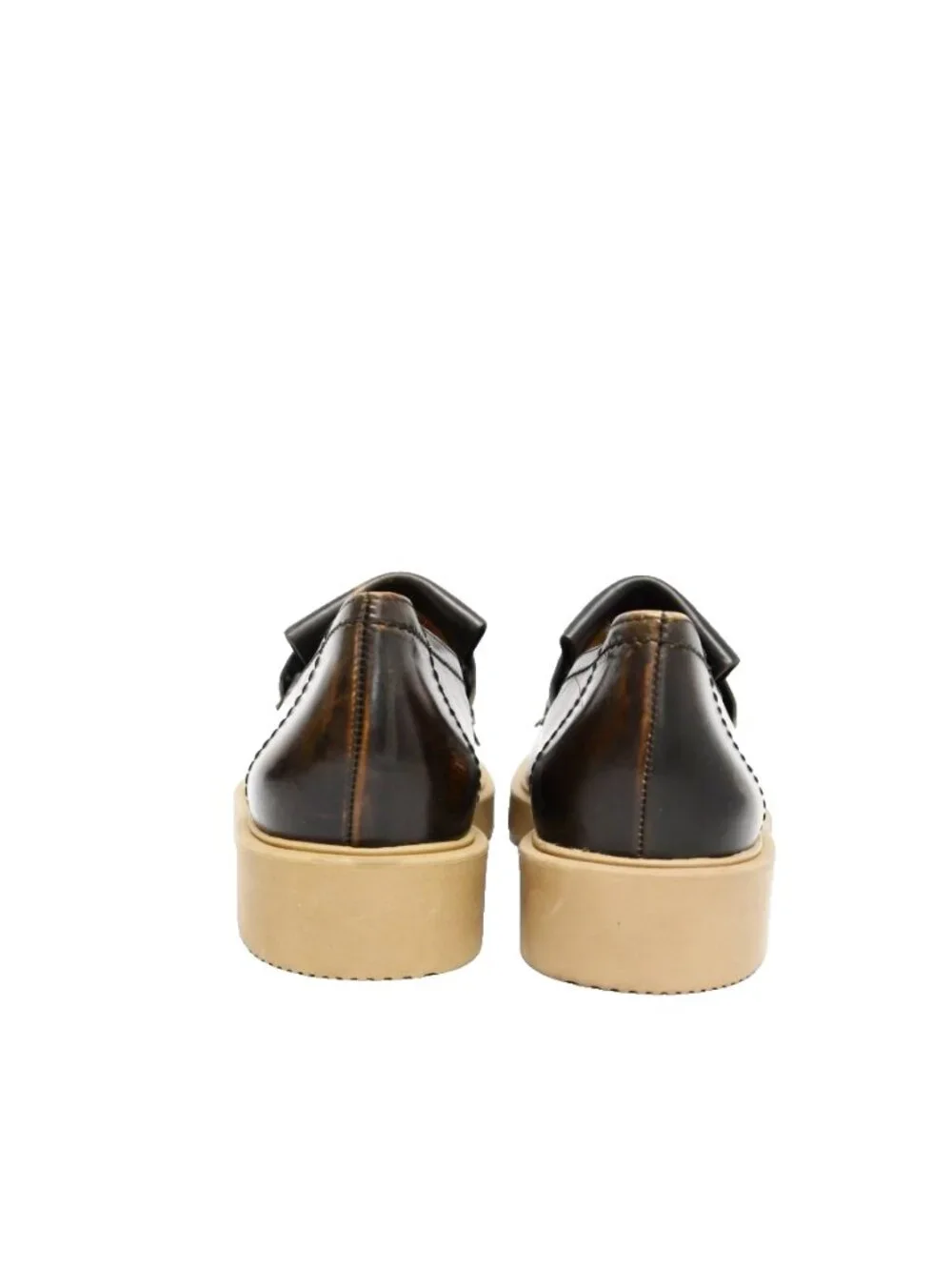 $500 PAUL GREEN Stacy Kiltie Penny Loafer BARK BRUSHED LEATHER 8.5 (TF16)
